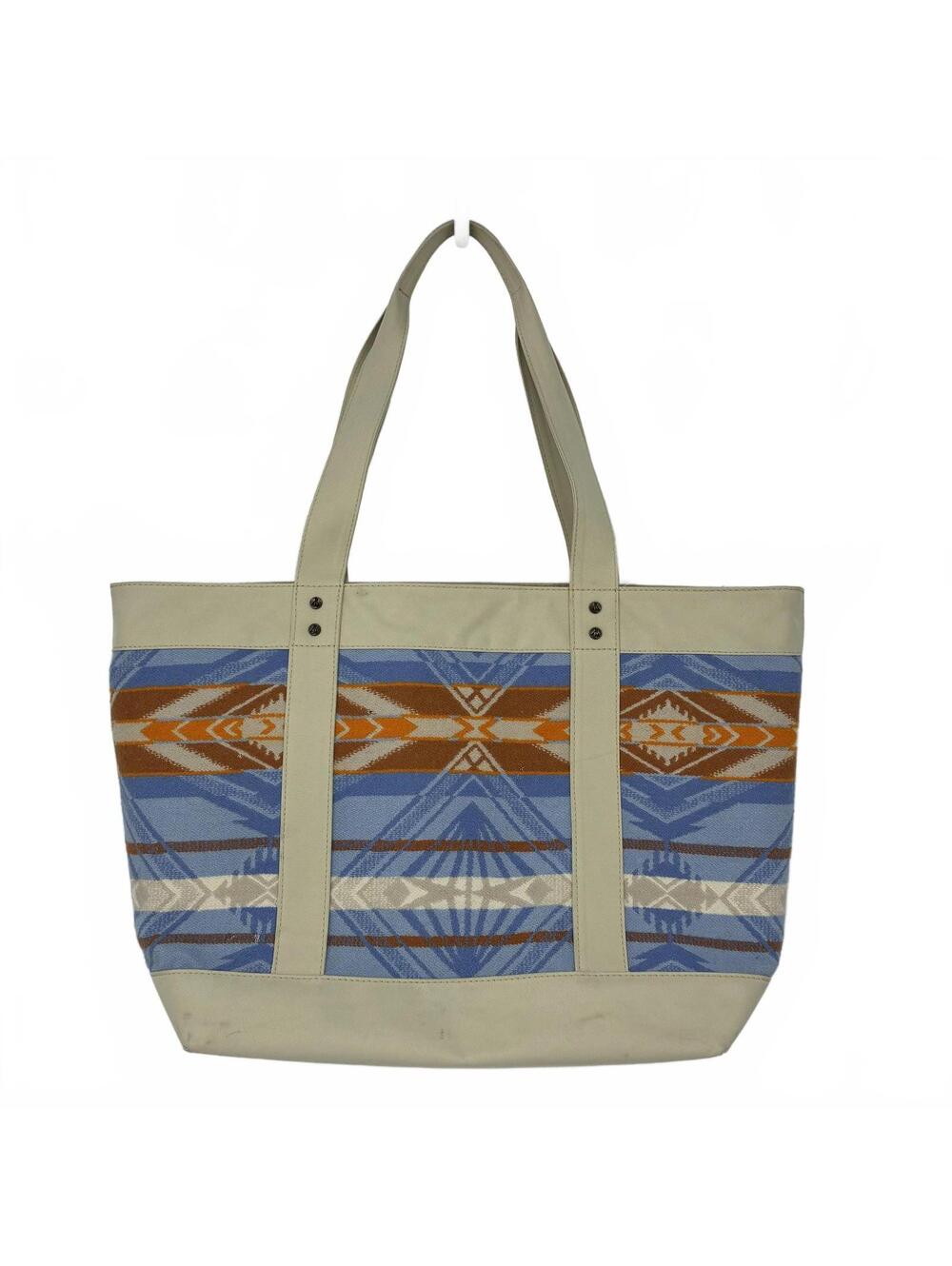 Pendleton Southwest Aztec Patterned Wool and Canvas Large Tote Bag - Blue Orange